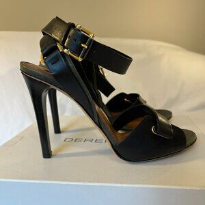 NIB Derek Lam "Flynn" Black Leather Ankle Strap Sandals - Size 11